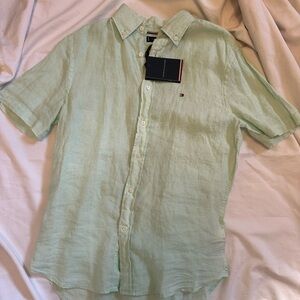 TOMMY HILFIGER Mint Green Linen Shirt XS NWT